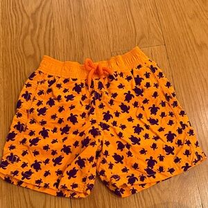 Vilebrequin Kids Swim Trunks - Vibrant Orange with Purple Turtles